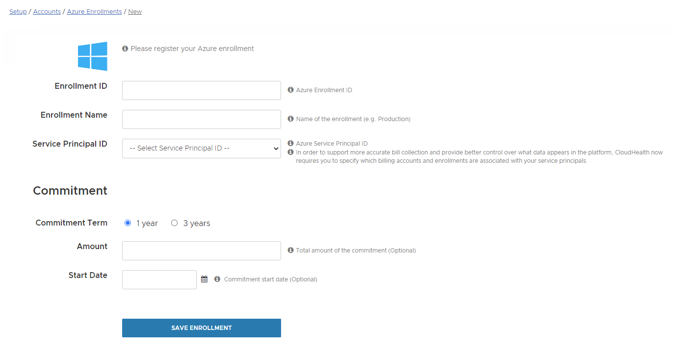 Azure Enrollment Account Set Up