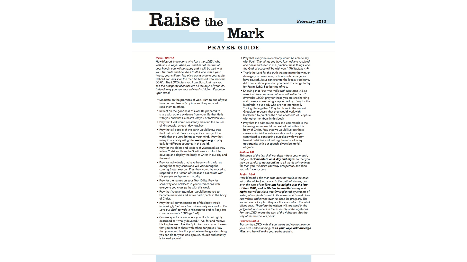 Download The Raise The Mark Prayer Guide From February 2013 Hero Image