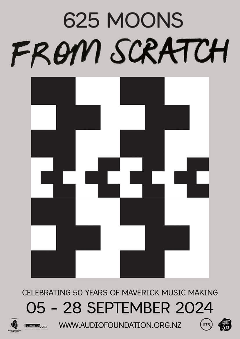 A poster advertising the From Scratch 50-year anniversary, with a geometric black and white image.