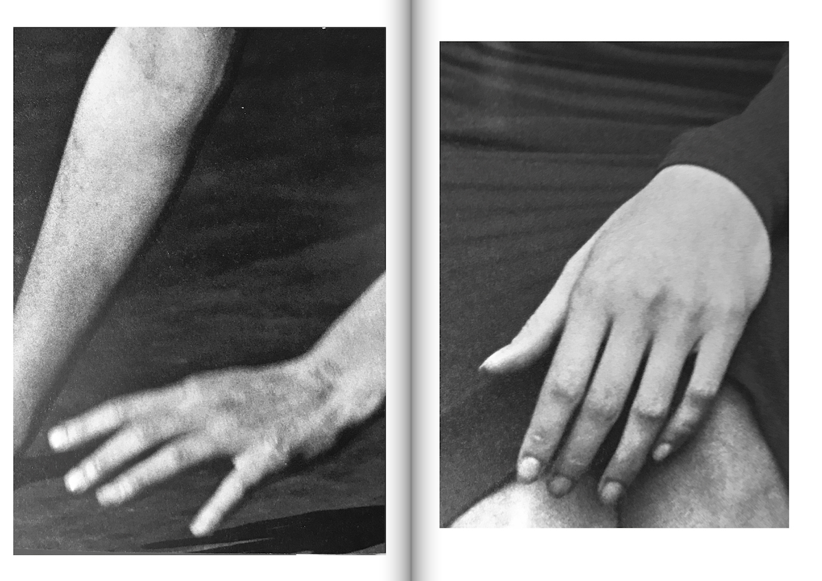 Various images of hands in different positions, bare and gloved.