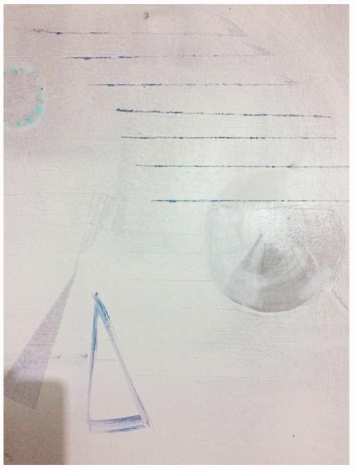 Pictured: Stella Corkery, Theme for a Science Fiction Vampire: breath on breathing 2017 (detail) (spray paint, oil paint, oil pastel, tea, varnish and collage elements on canvas, 1300 x 7500mm) 