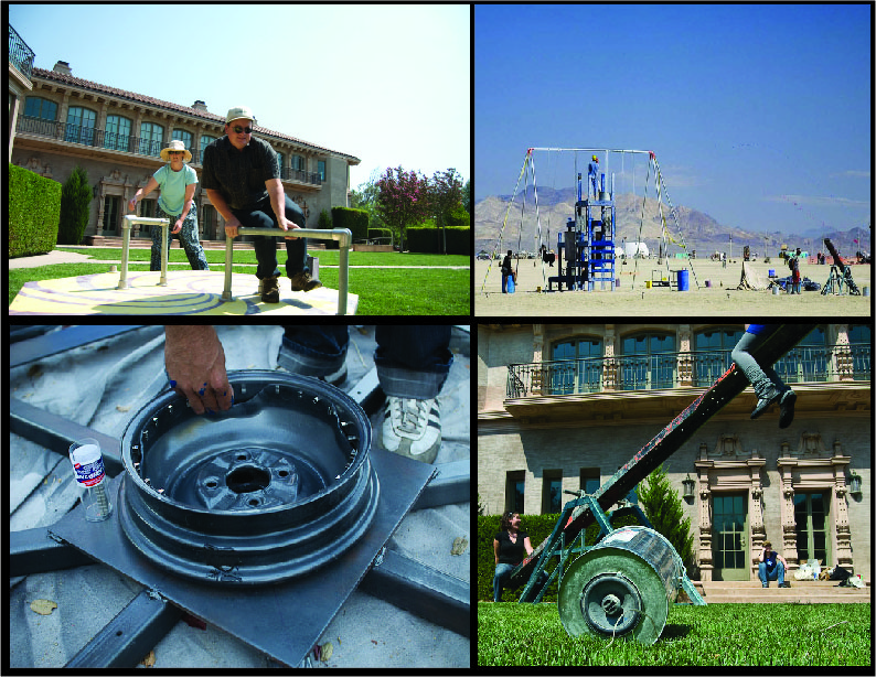Pictured: PlaySound Ground was an adult sized musical playground that was shown at several different venues, including Burning Man. It leveraged a wide range of DIY skills.