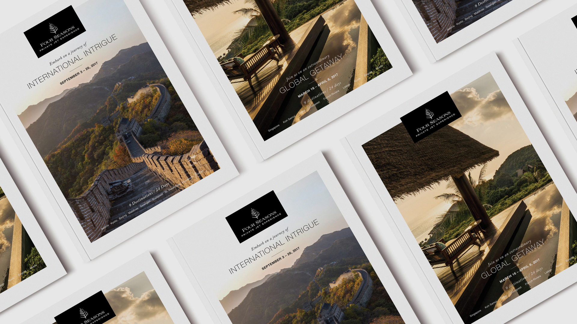 Multiple private jet print brochures