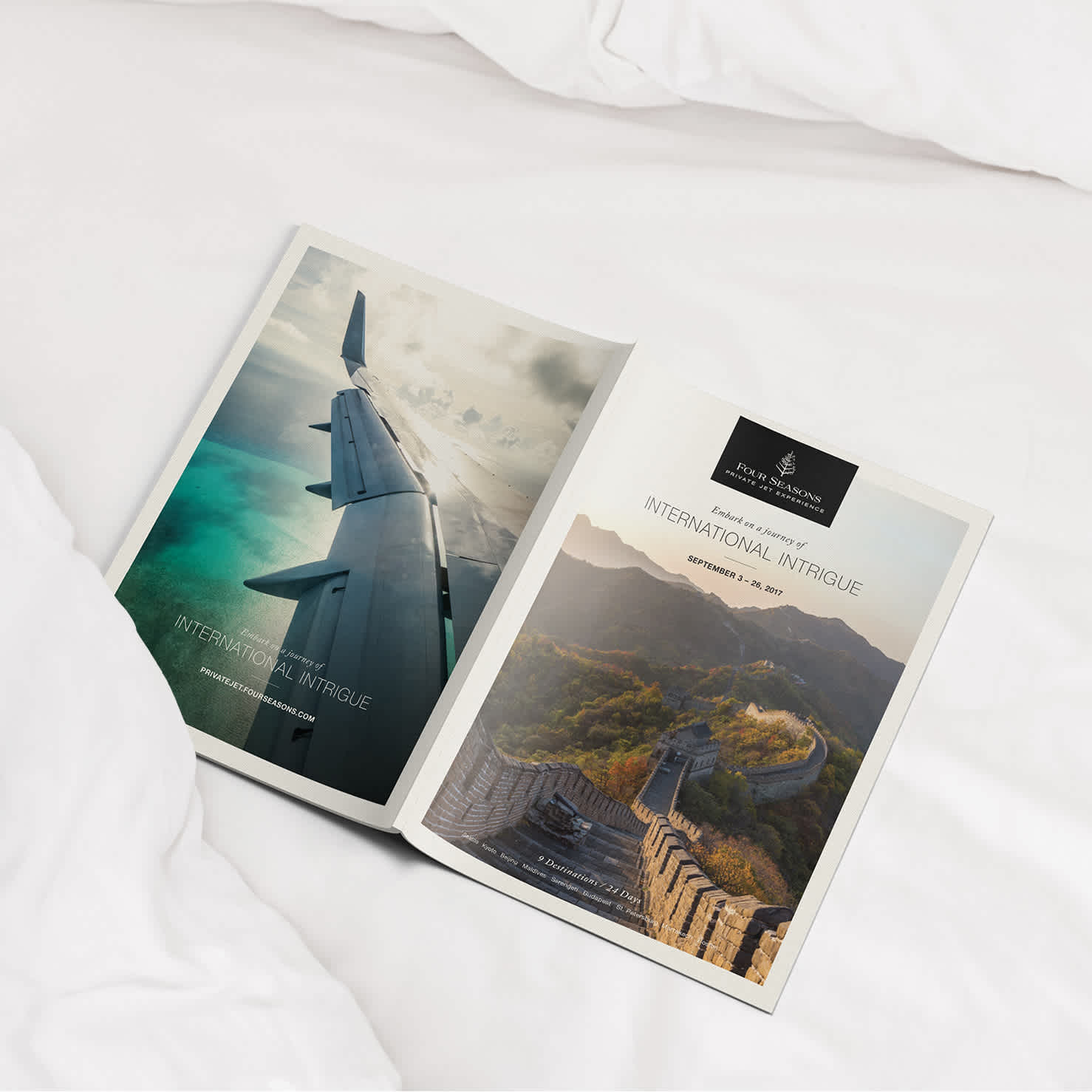 3-FSPrivateJet Private Jet Brochure on Bed