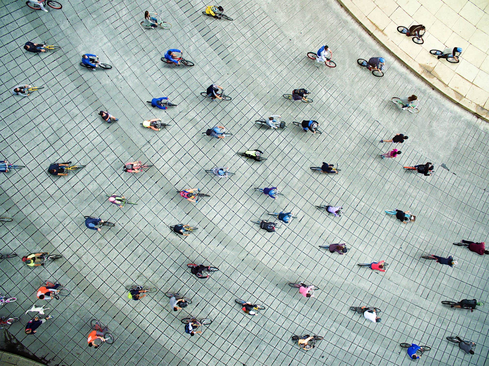 Aerial Shot of people walking