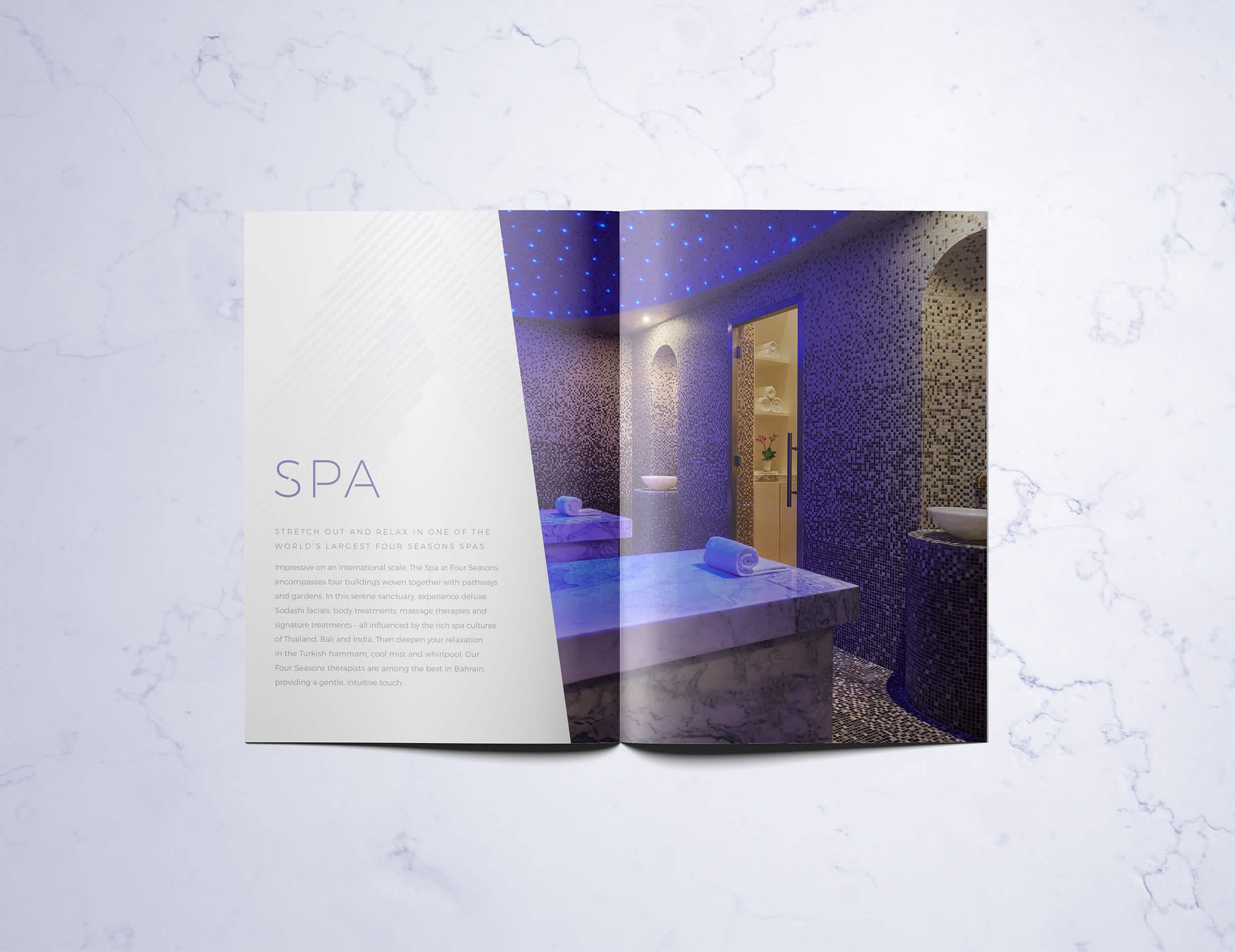 Internal Spread of Print Spa Brochure for Private Membership