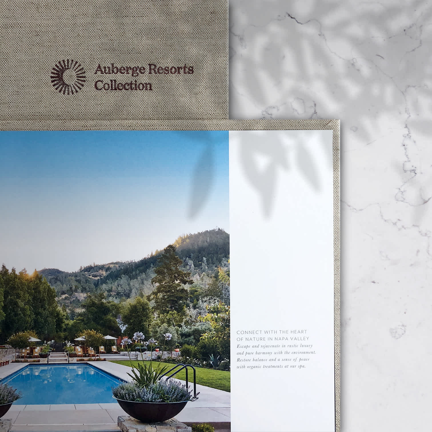 Internal and cover page of Auberge Portfolio Book