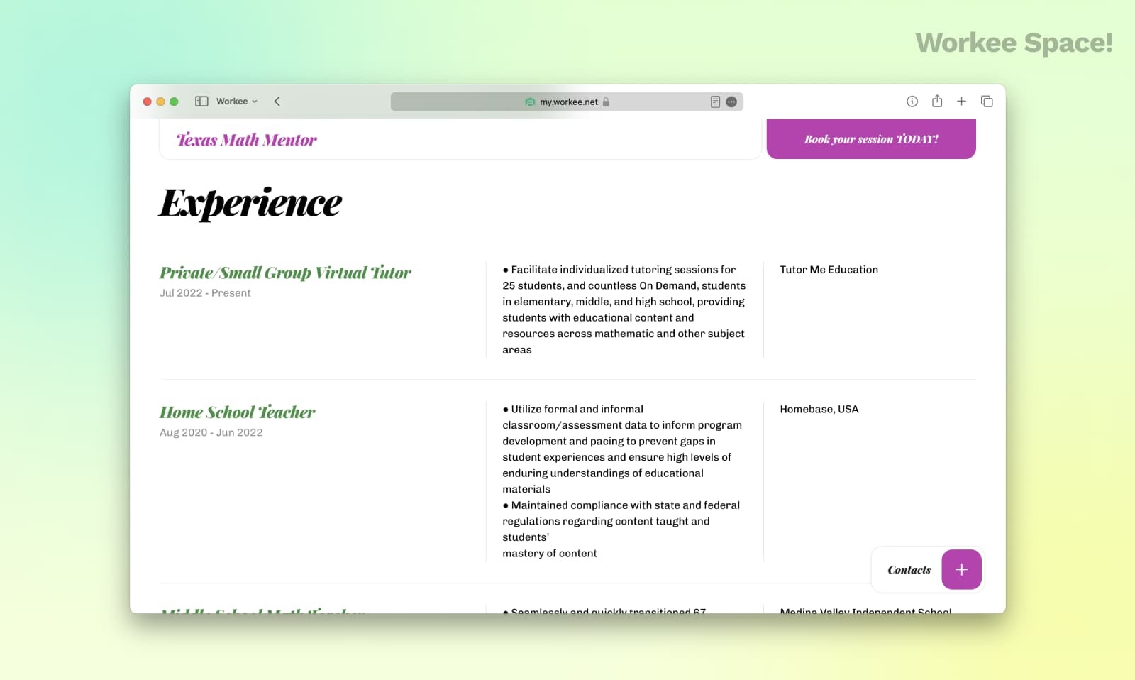 How to boost your experience section to gain visibility on Workee Space