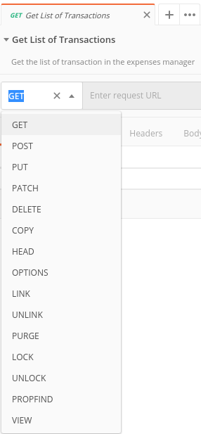 List of Request Methods