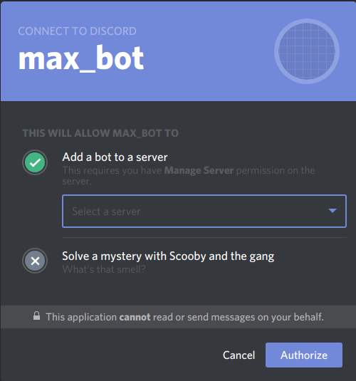 add bot to server