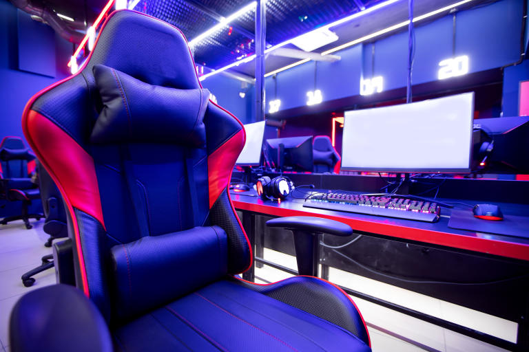 A trendy area for gamers with a focus on a quality gaming chair