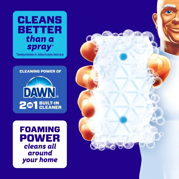 Mr. Clean Magic Eraser 2-in-1 built-in cleaner with foaming power for effective cleaning around the home