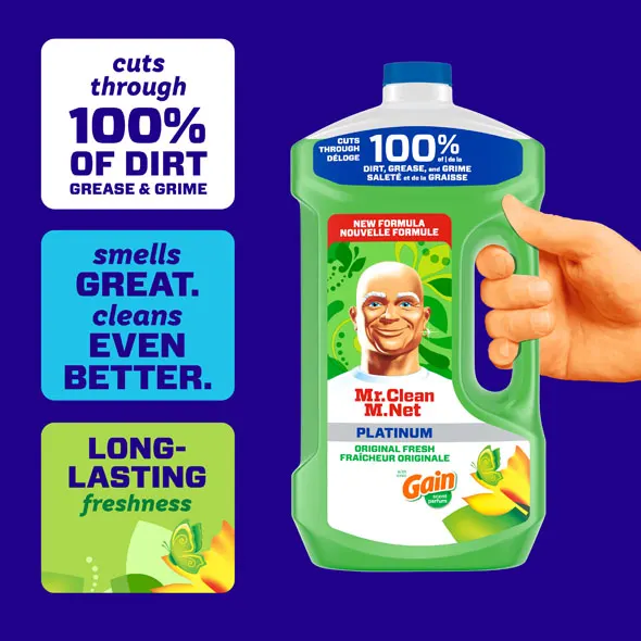Cuts through 100% of dirt grease and grime; smells great - cleans even better; long-lasting freshness