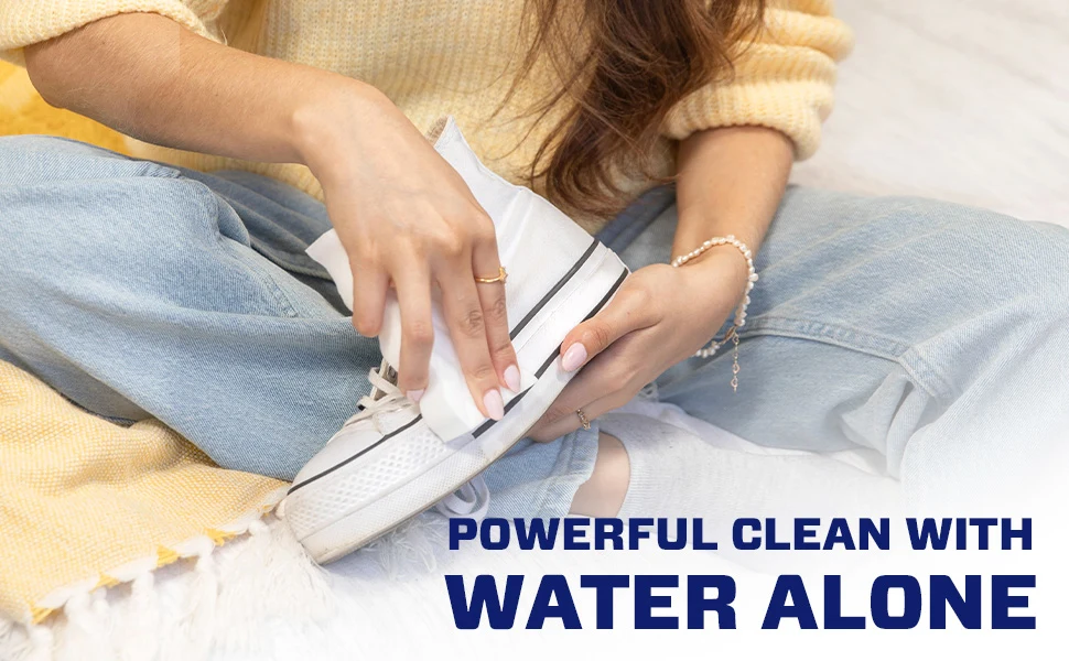 Mr. Clean Magic Eraser Original, cleaning a shoe, powerful Clean With Water Alone