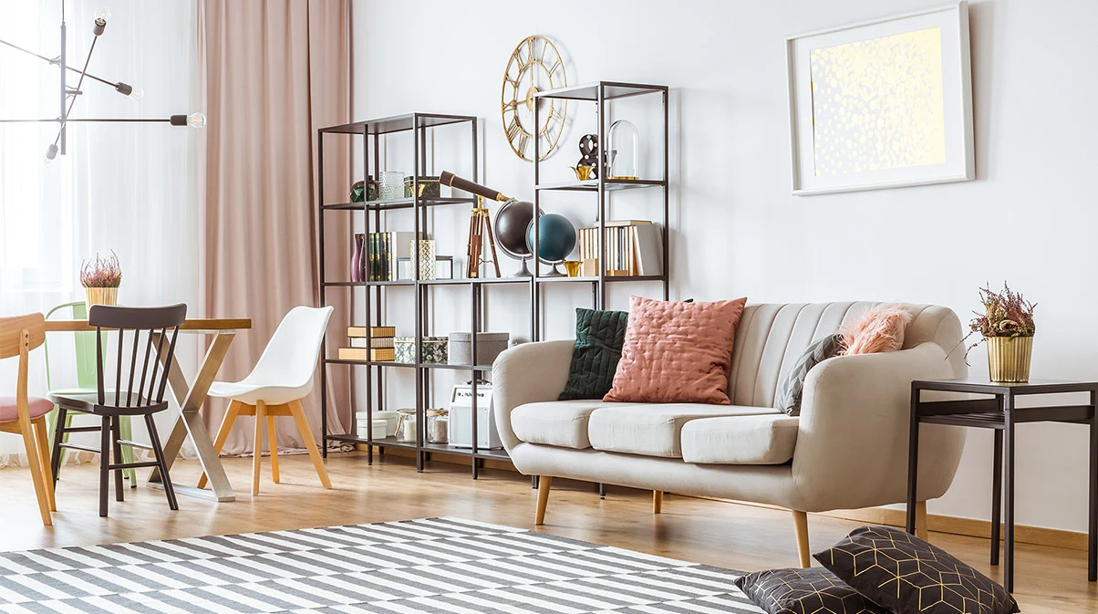 Clean and well-lit living room