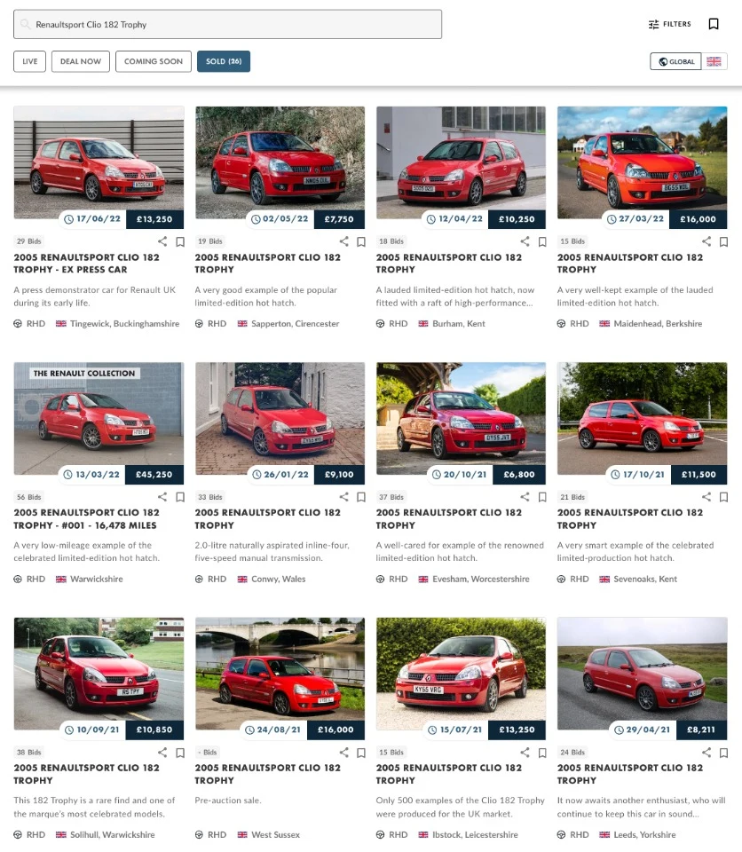 Auction Highlight: Renaultsport Clio 182 Trophy Clio Collecting Cars Examples