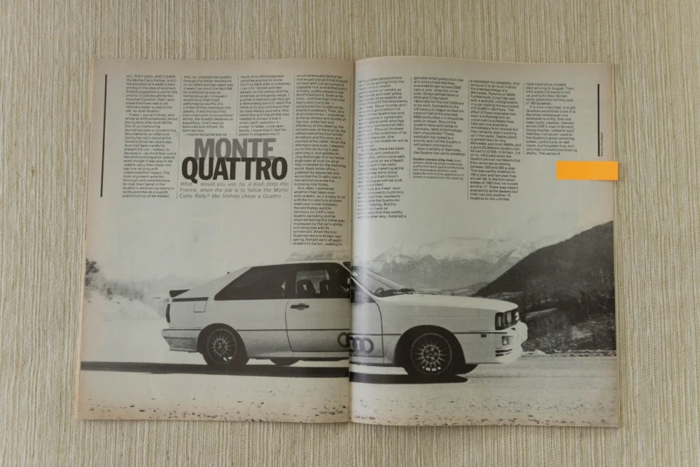 Auction Highlights: 1981 Audi Quattro CAR Magazine Feature Mel Nichols Monte Carlo Rally