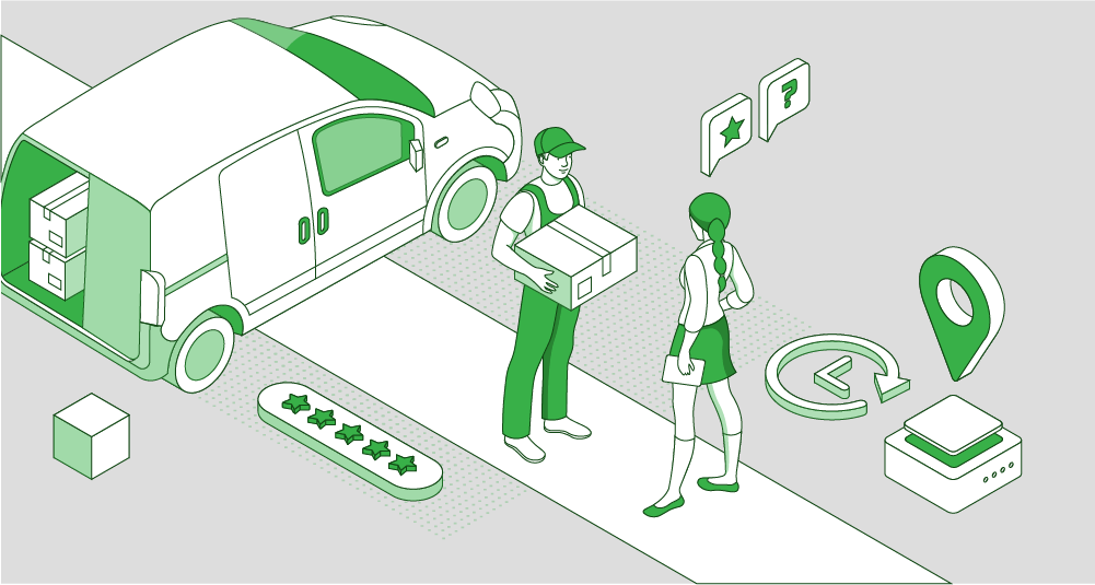 Сourier delivers a package by car