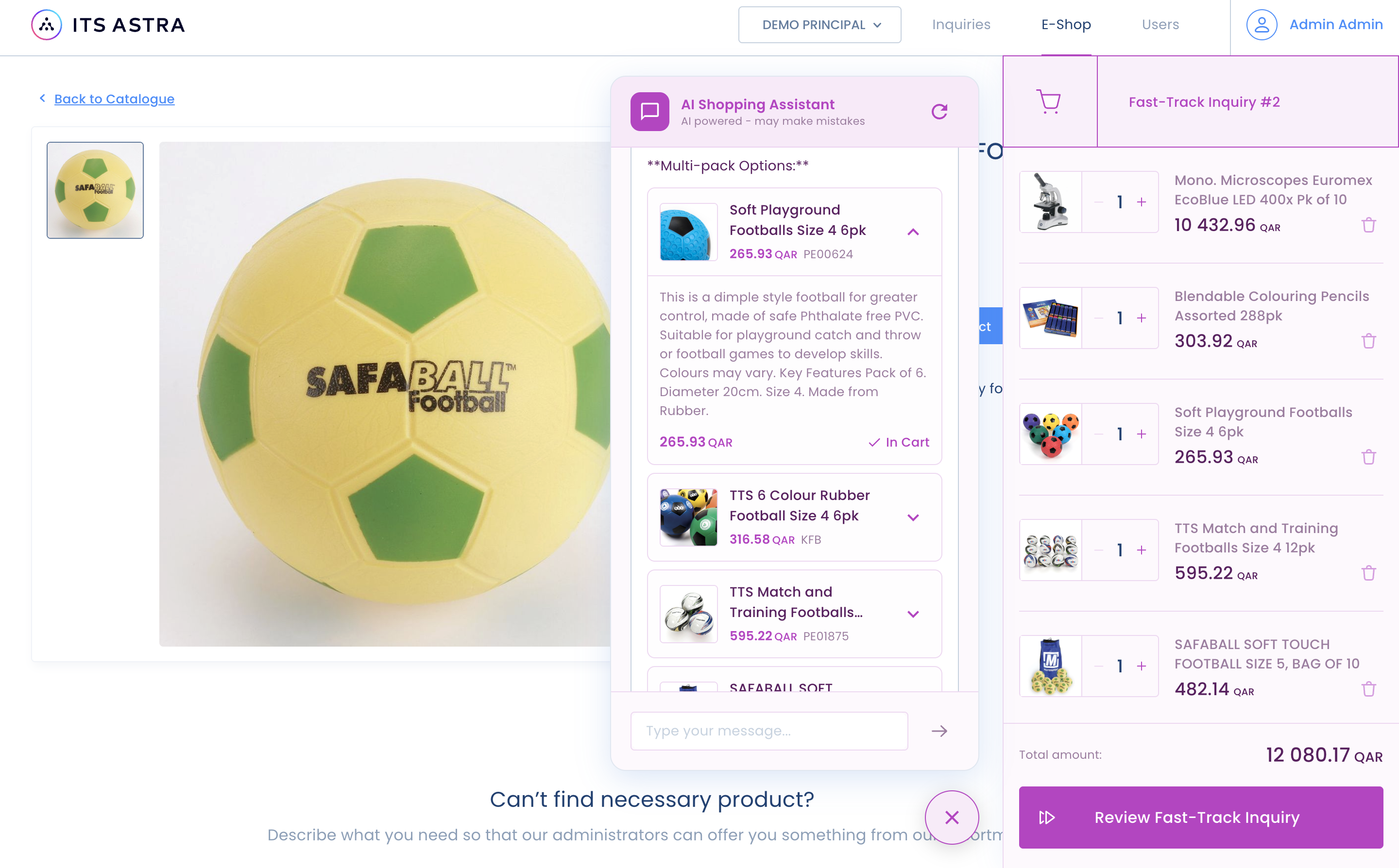 AI assistant interface in the authorized procurement portal
