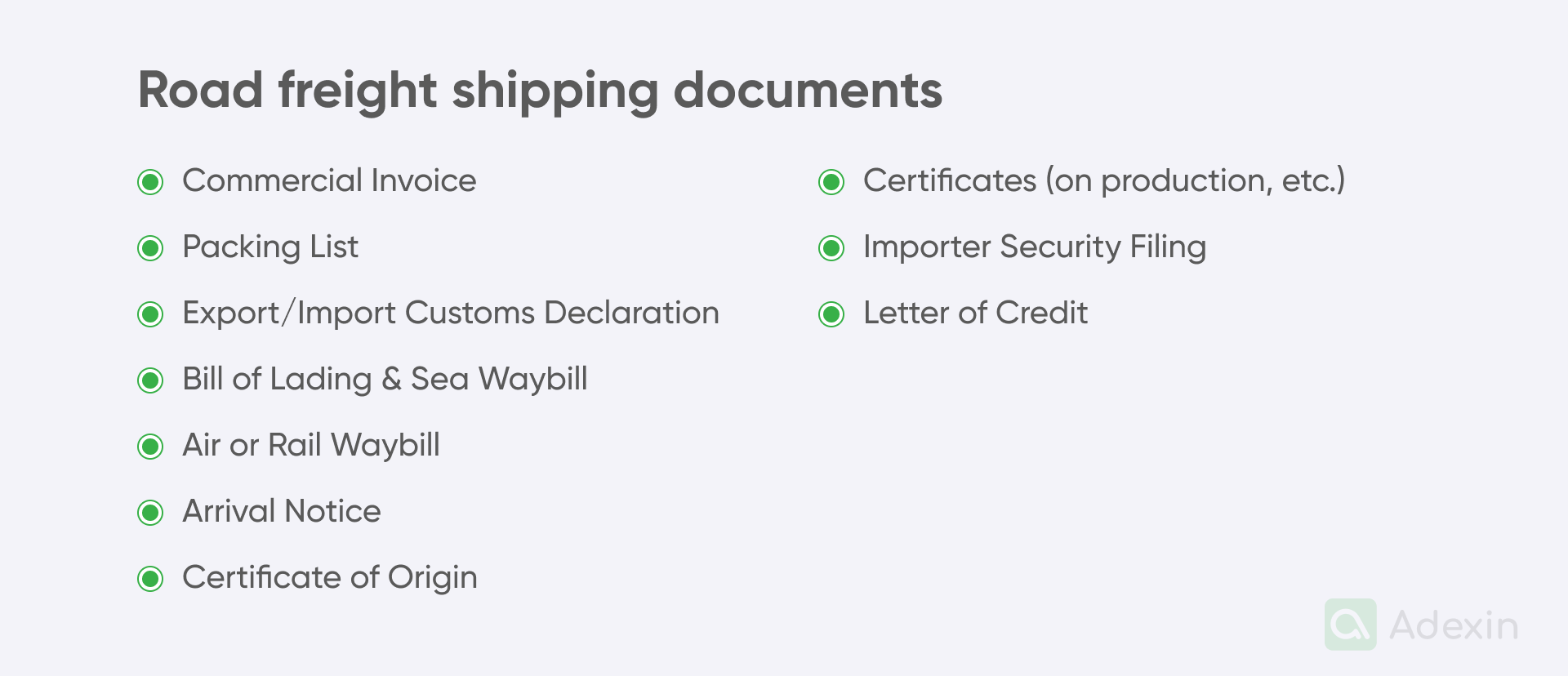 Road freight shipping documents