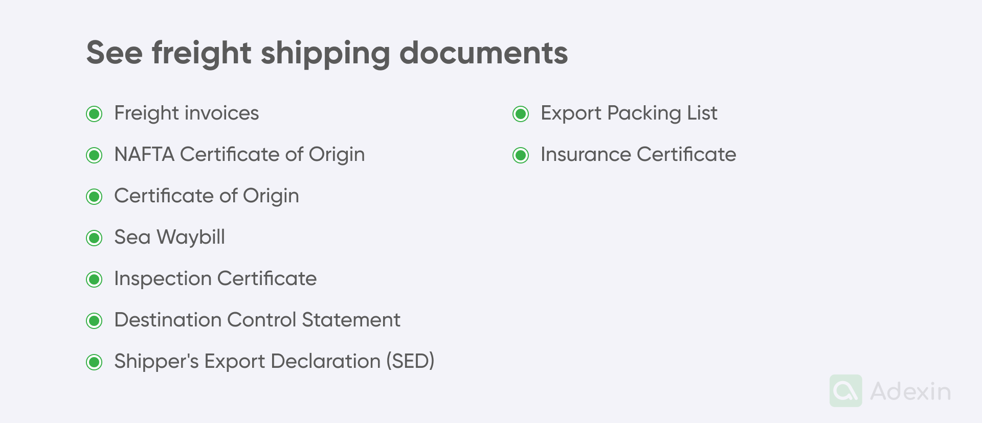 See freight shipping documents