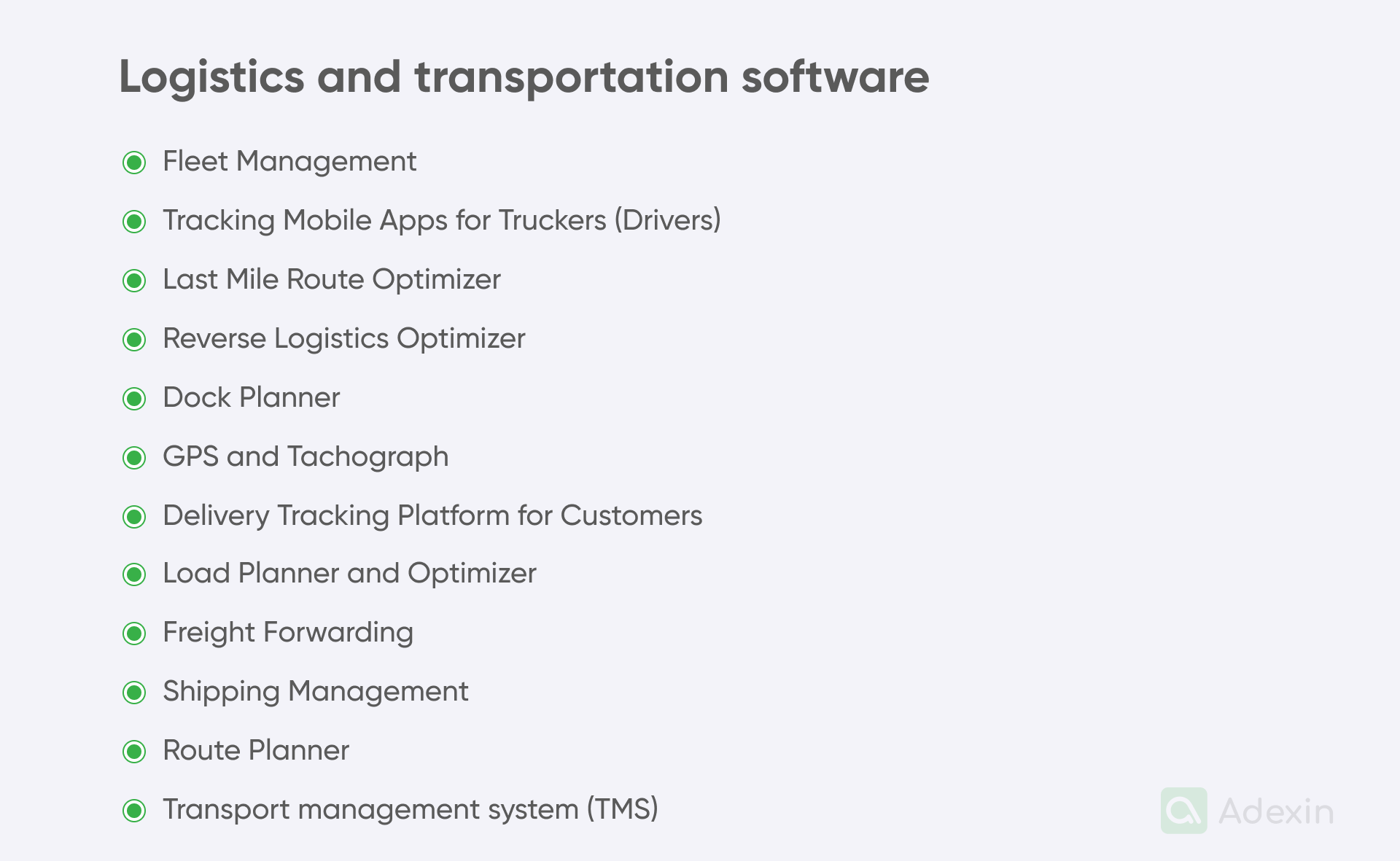 Software solutions for transport logistics and transportation