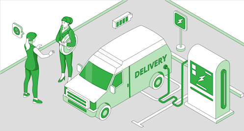 Electric car at an electric filling station