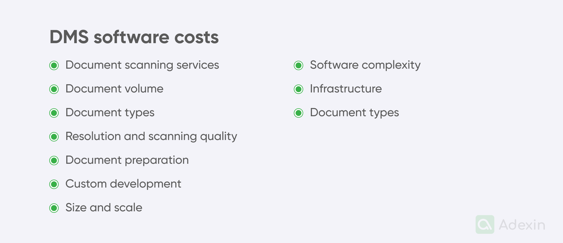 DMS software costs