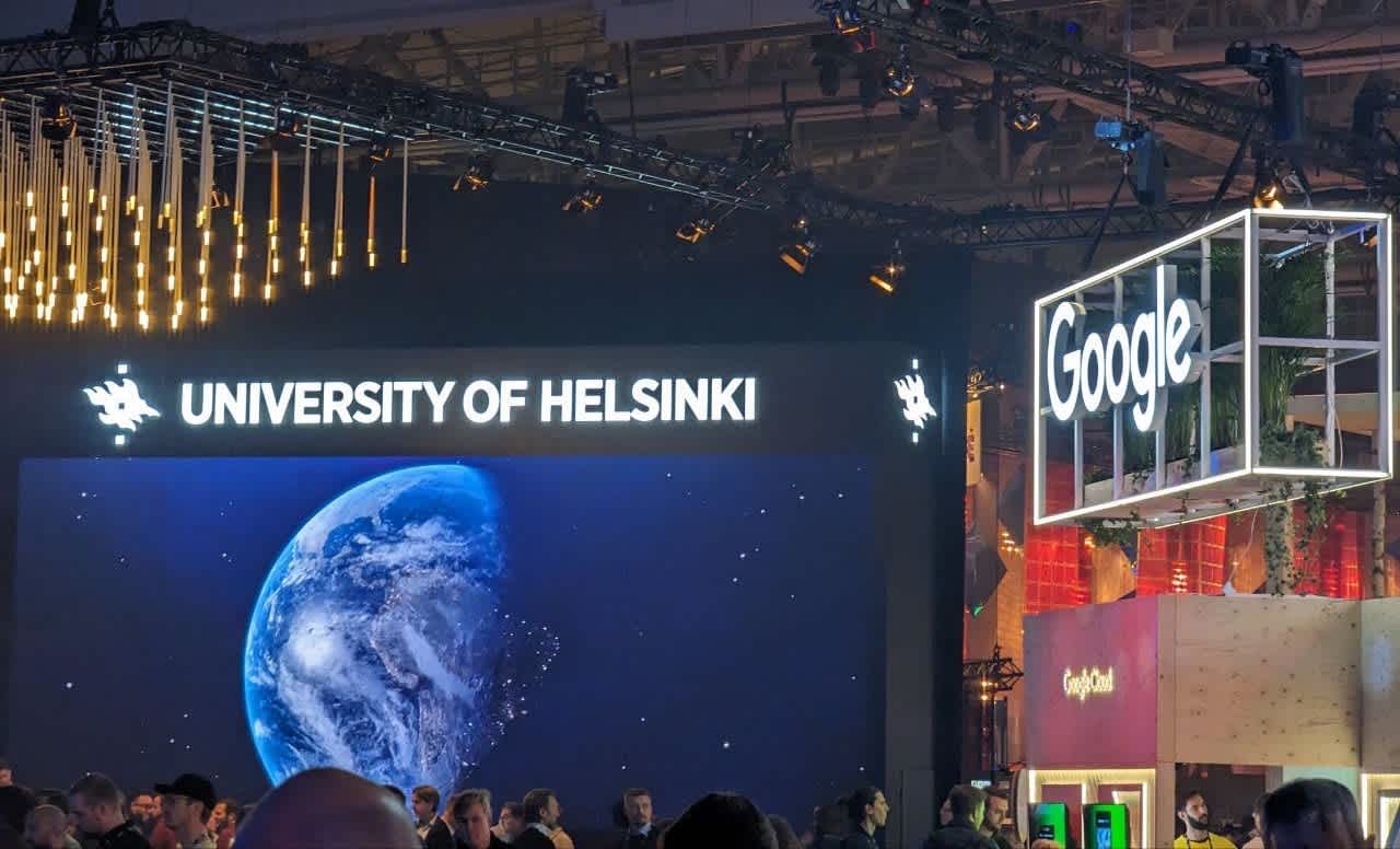 University of Helsinki and Google booths on Slush