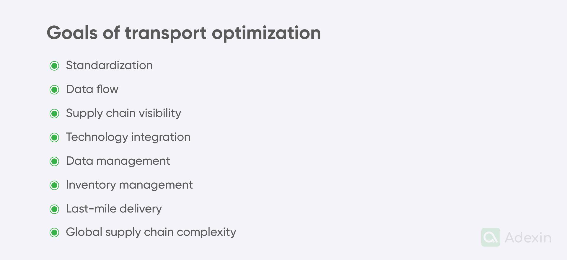 Goals of transport optimization