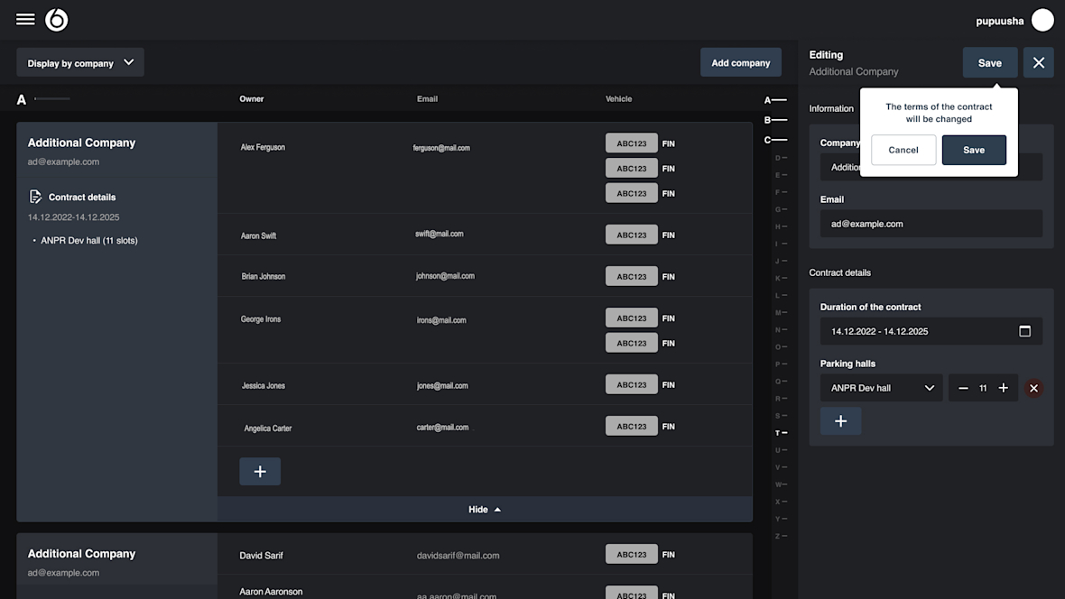 Web solution for parking operators