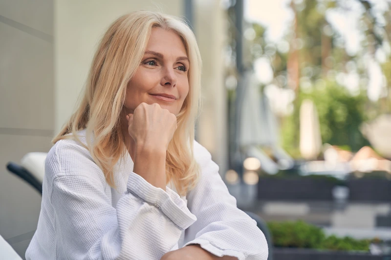 Woman resting outside on a nice day