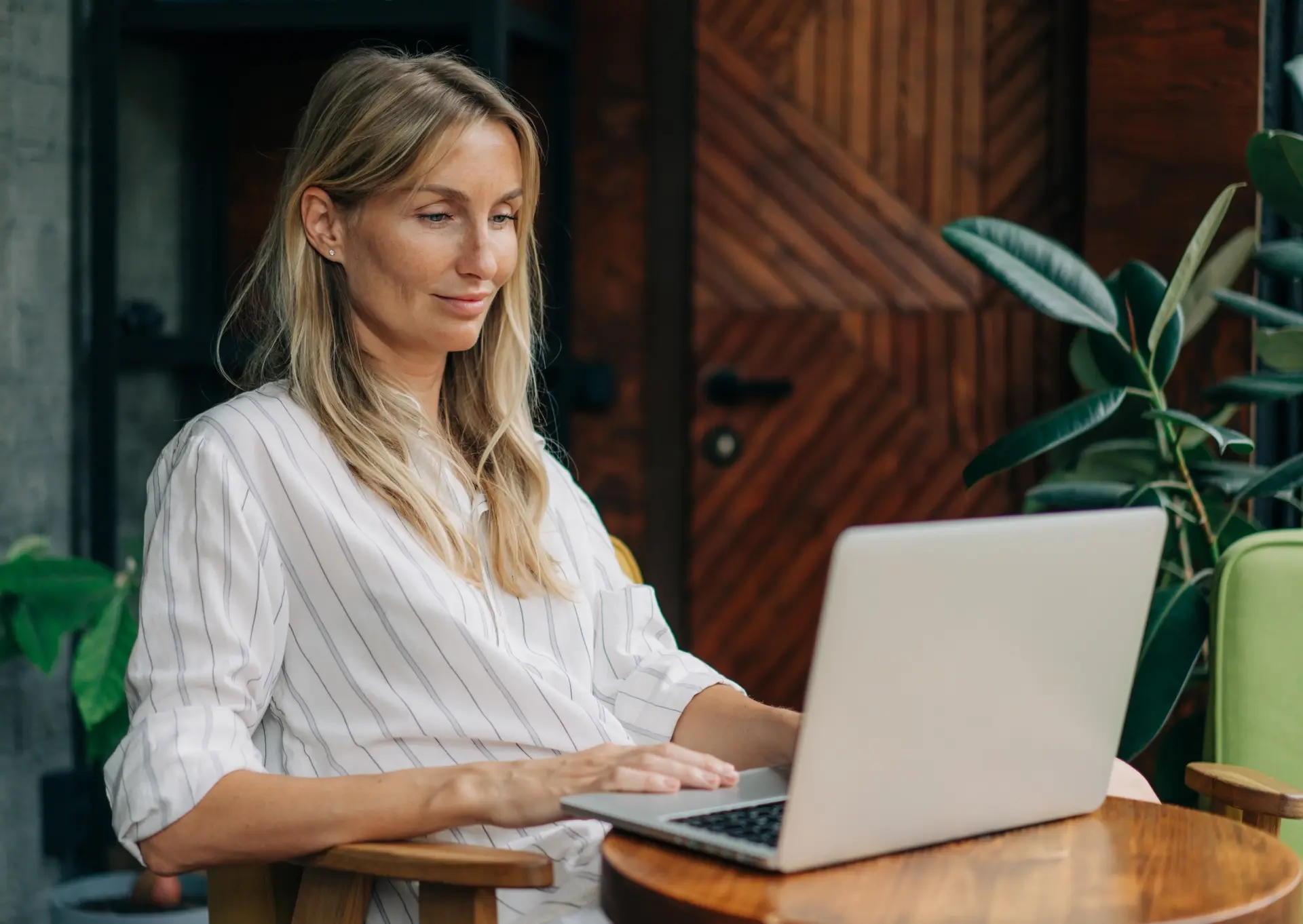 Woman using laptop