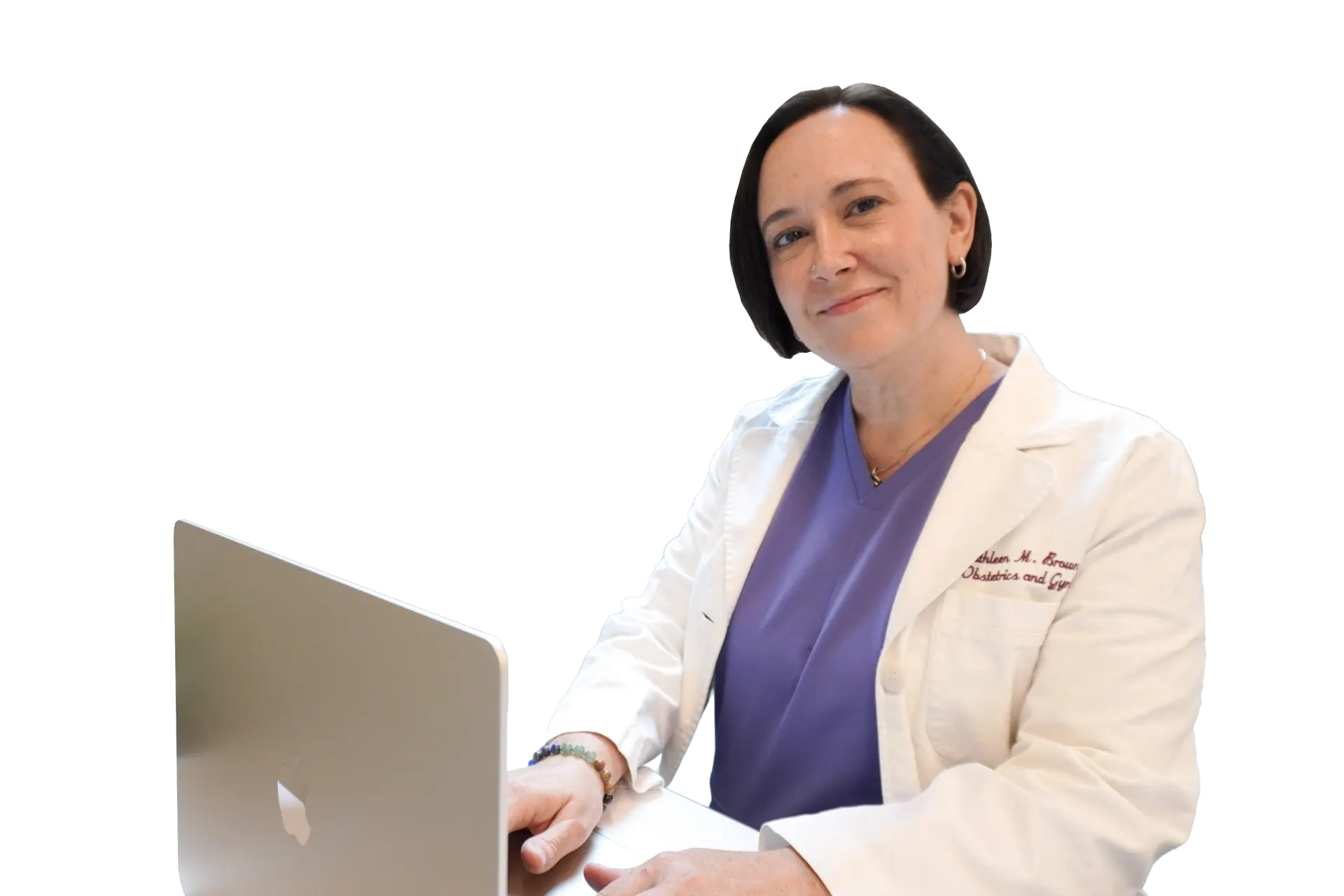 Woman using laptop tranparent background