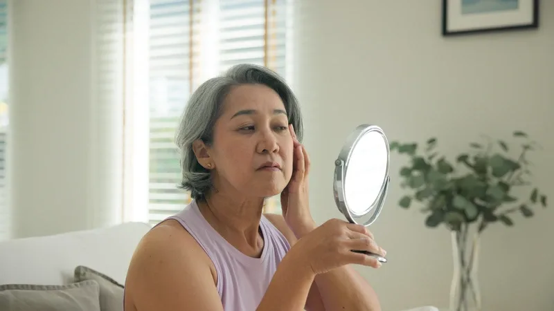 Woman looking in the mirror