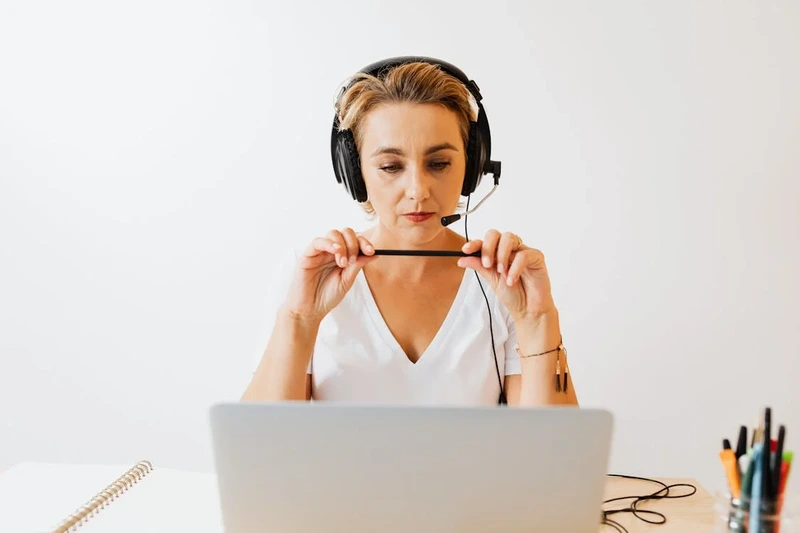 woman having a conversation over the computer