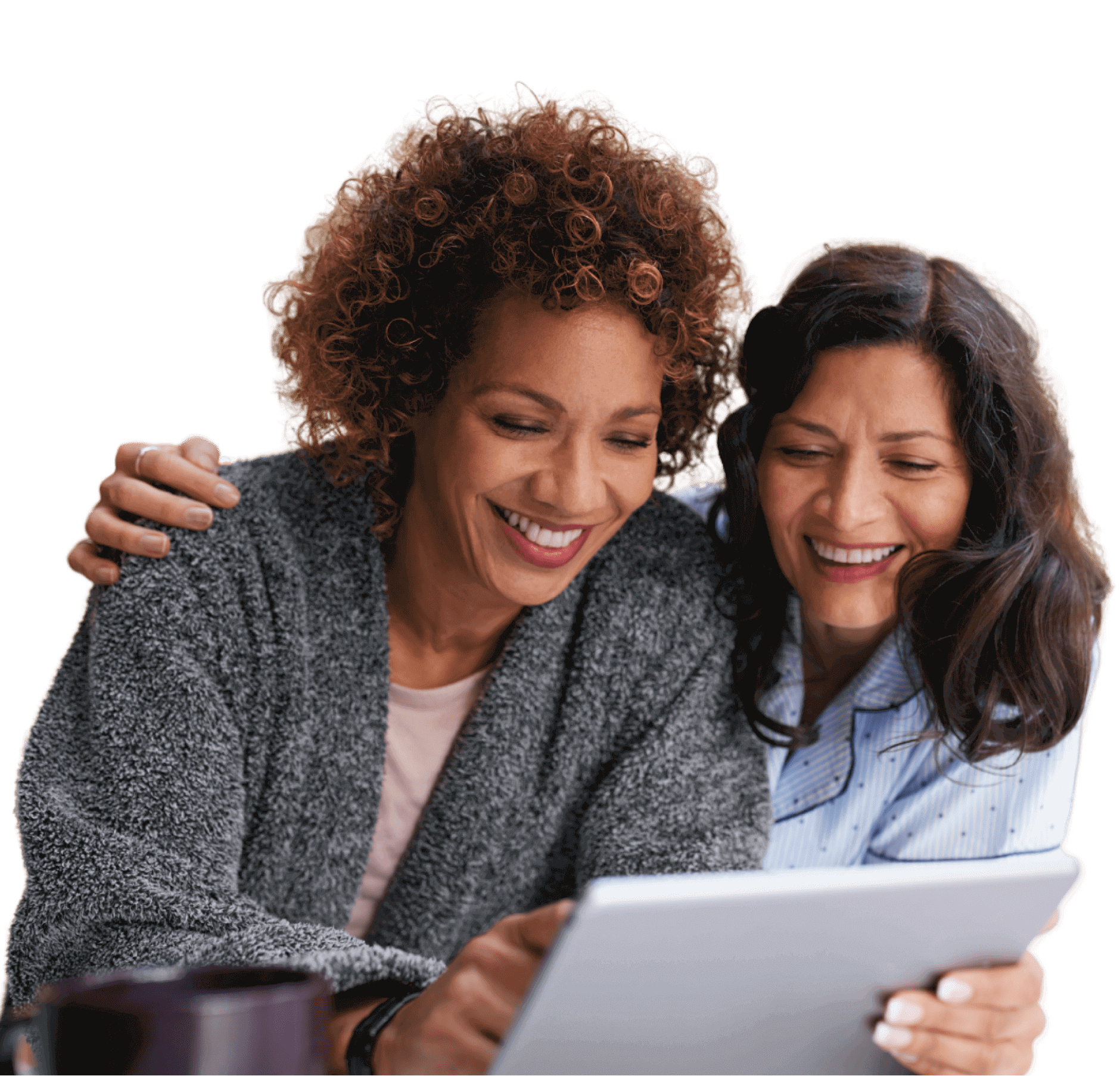 Women talking in front of laptop