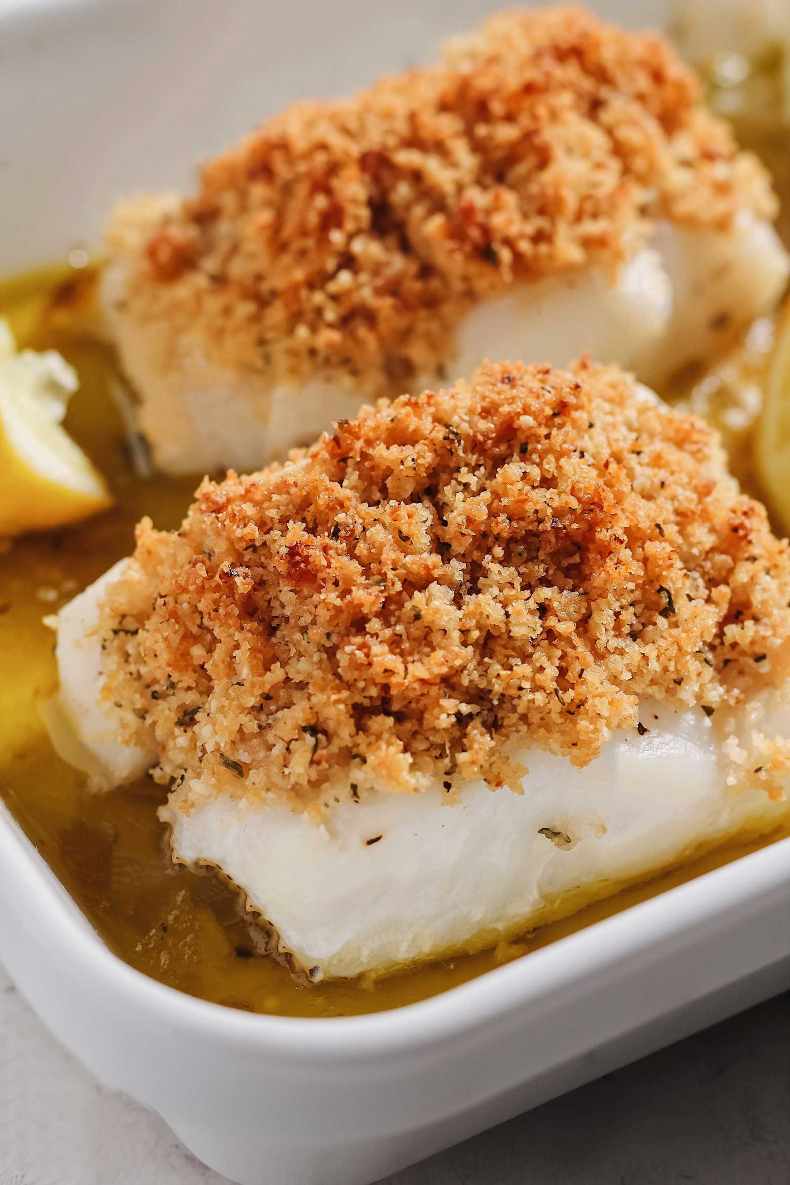 Panko and Parmesan Crusted Baked Cod | Whisper of Yum