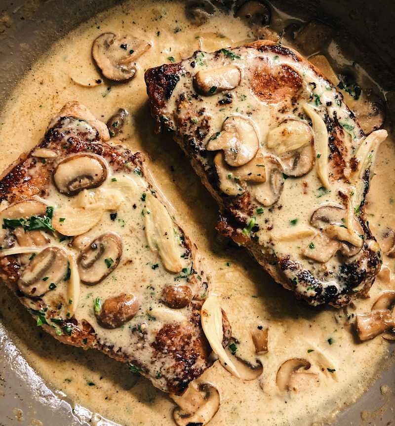 Creamy Garlic Mushroom Pork Chops Whisper Of Yum 6346