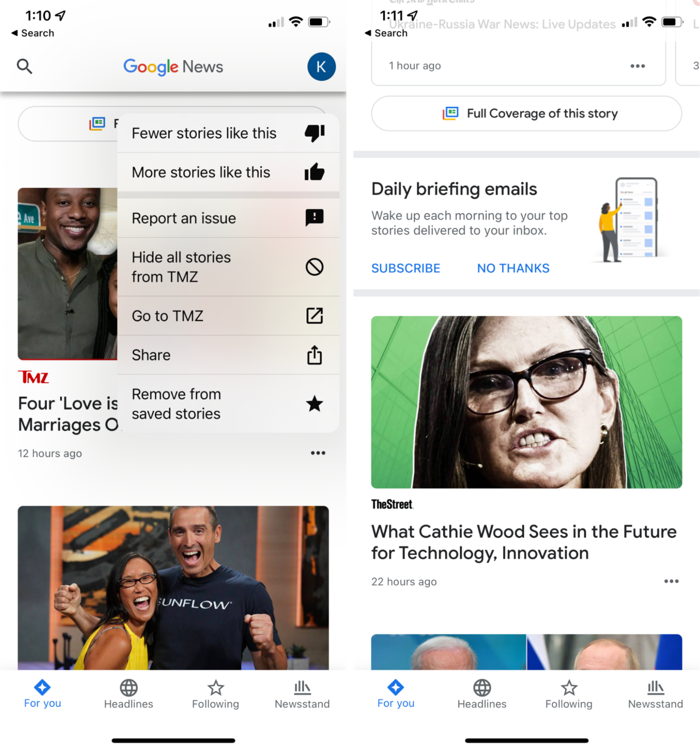 Google News, our pick for the best free news app for a wide range of articles