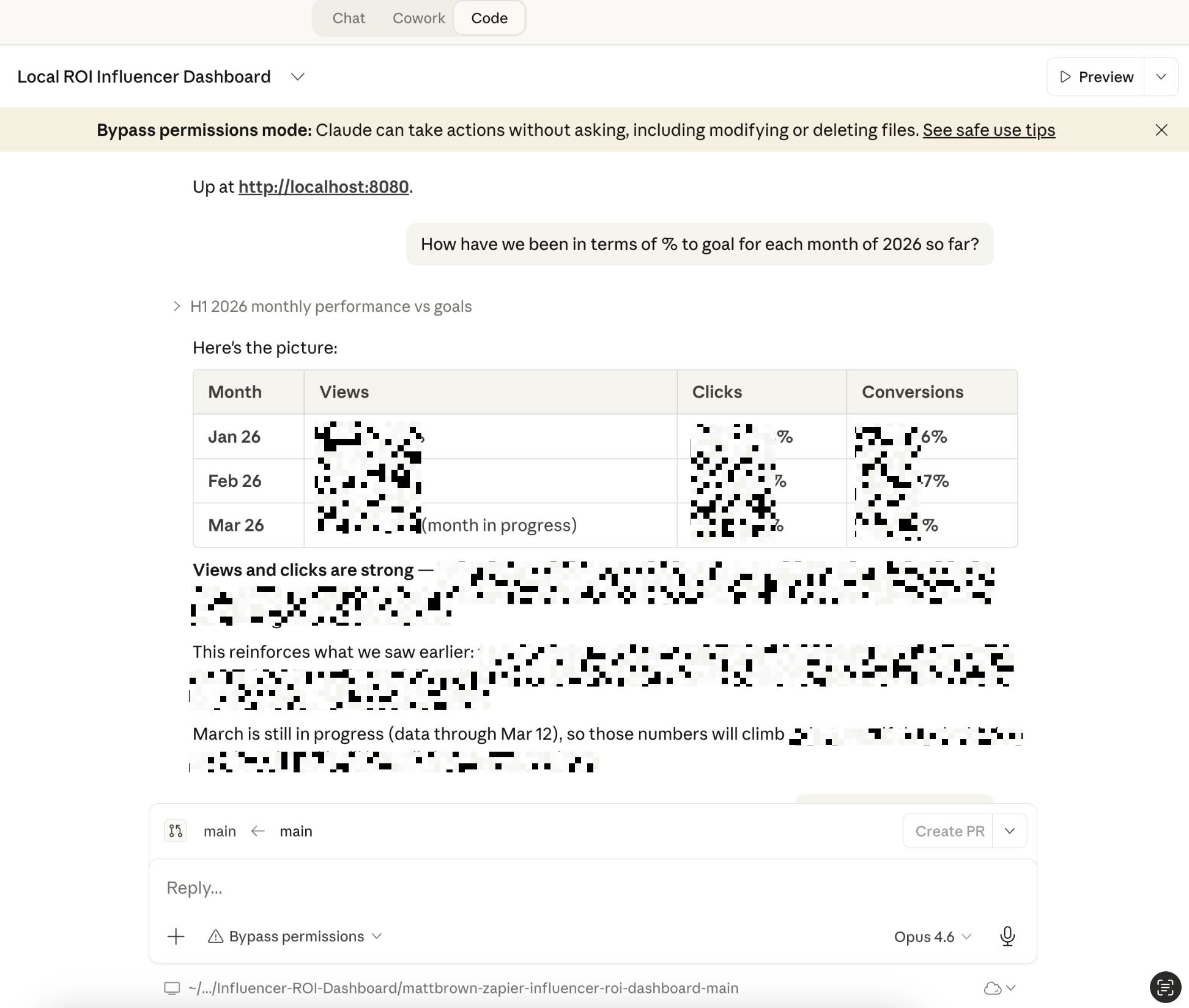 Asking Claude Code questions about the data