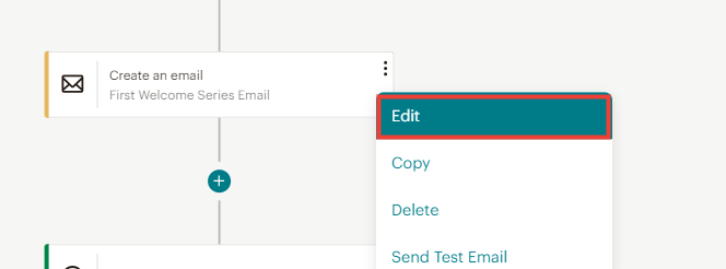 Clicking edit on a journey point in Mailchimp