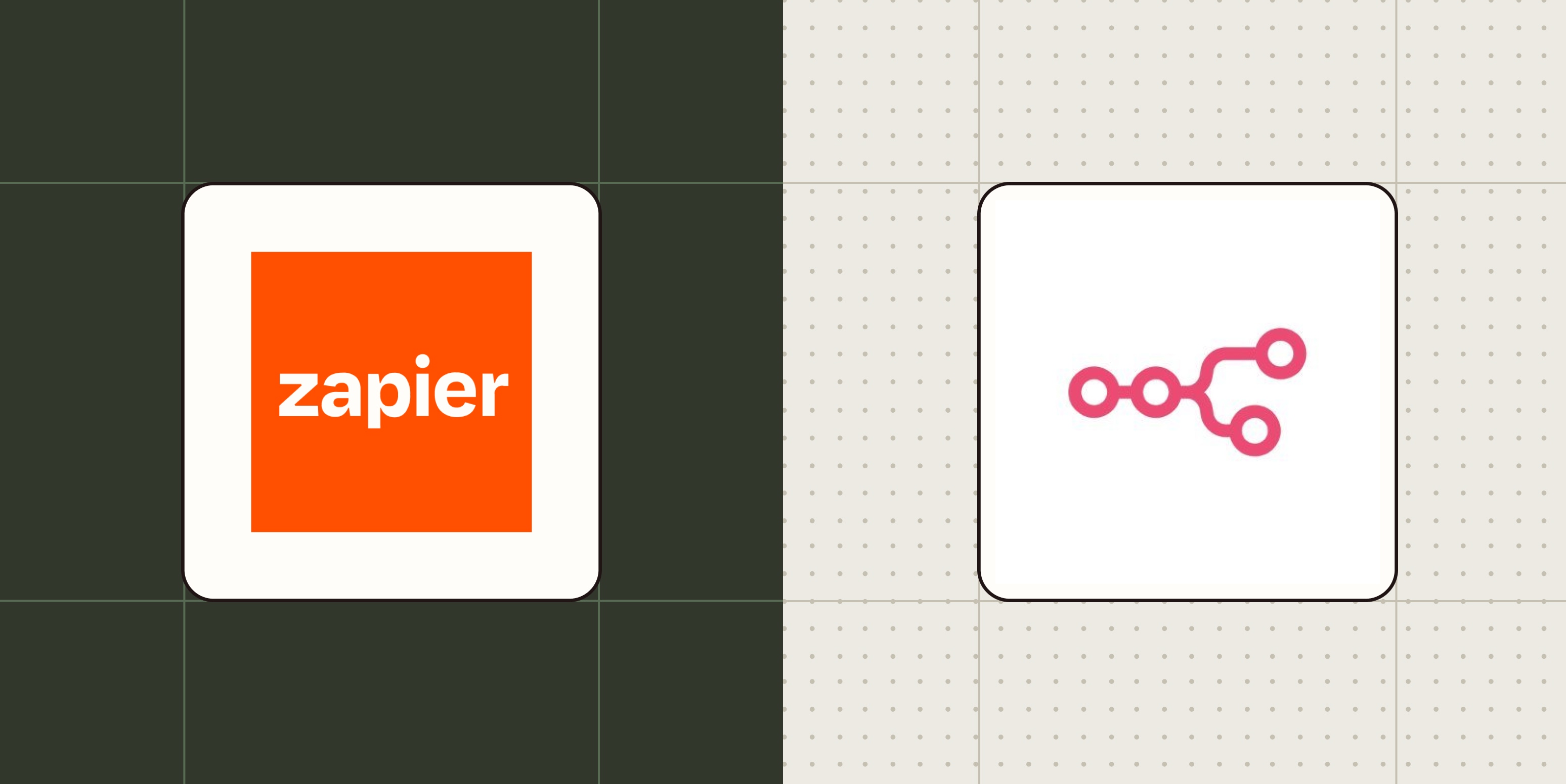 Hero image with the n8n and Zapier logos