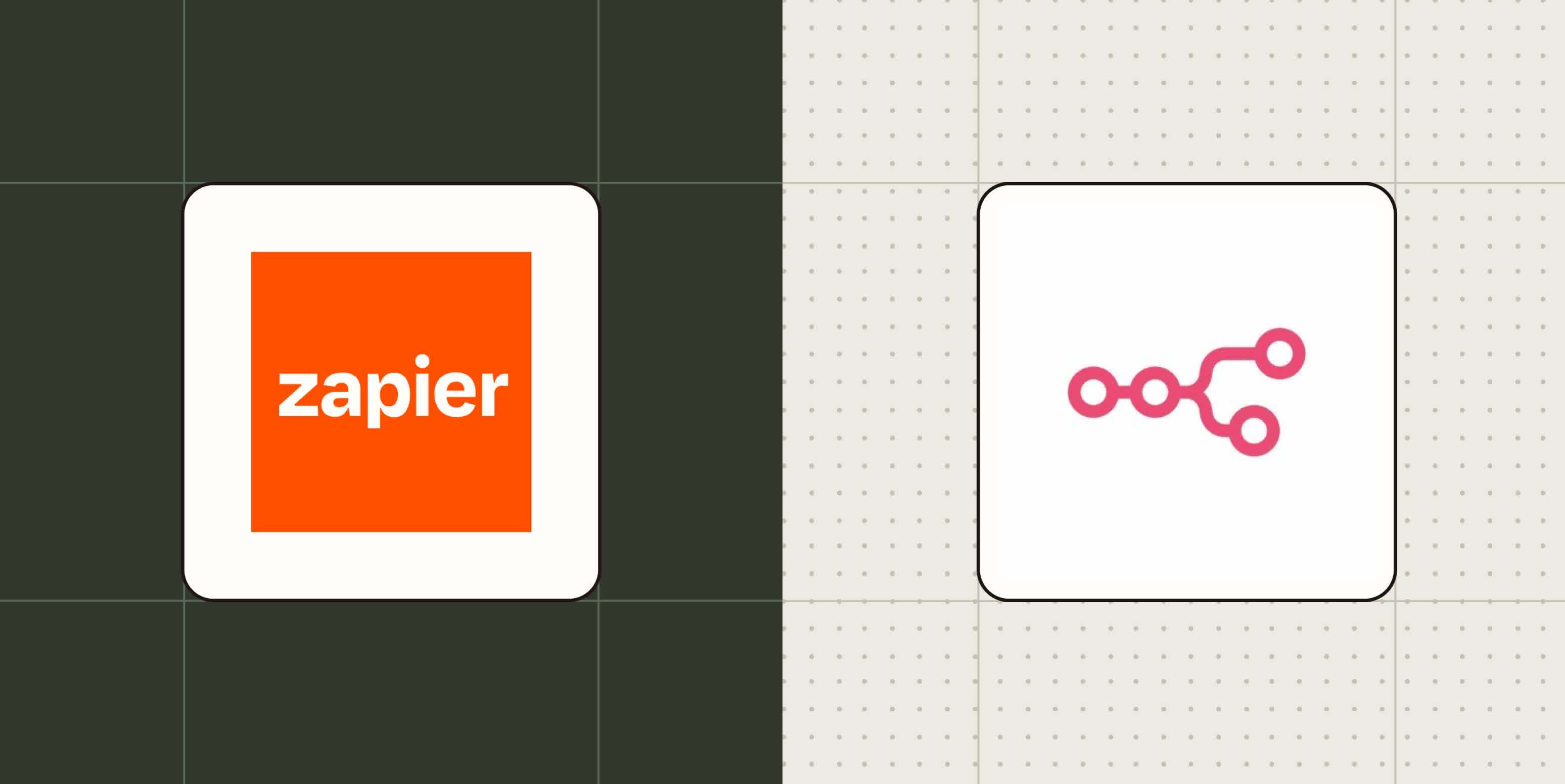 Hero image with the n8n and Zapier logos