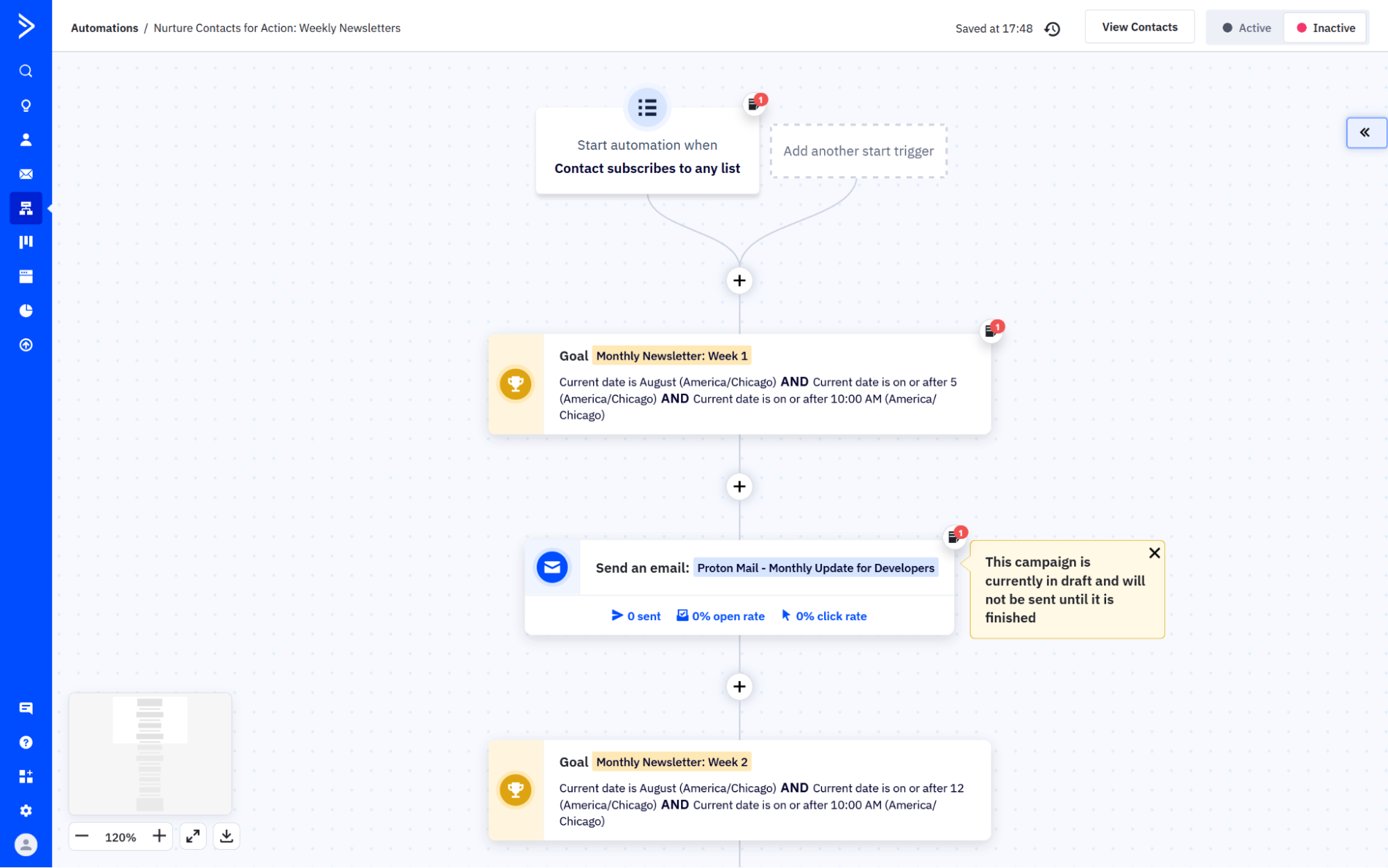A screenshot of ActiveCampaign, our pick for the best drip email app for automation power users