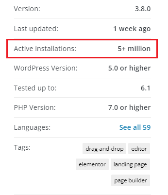 Viewing the number of active installations on a WordPress plugin