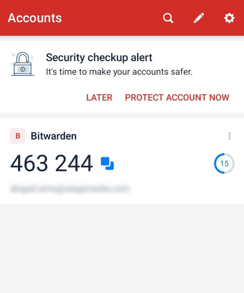 Screenshot of the lastpass mobile app