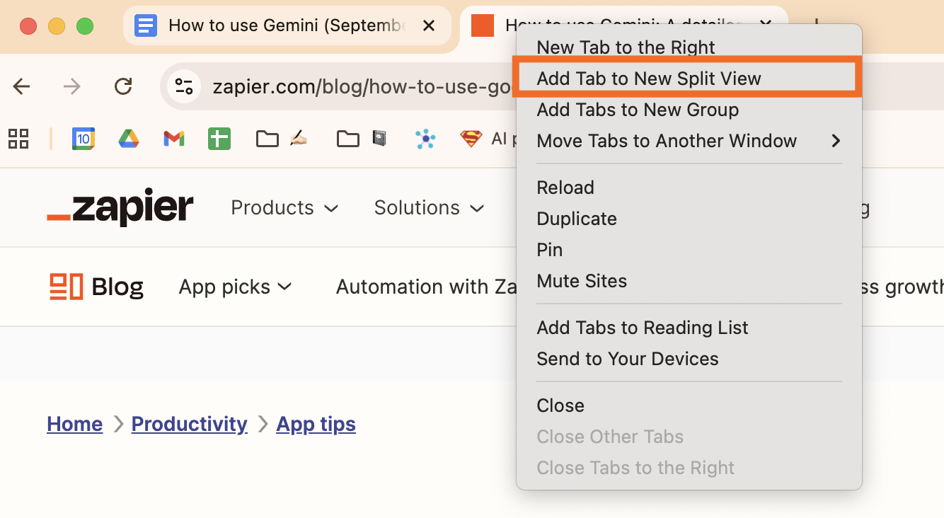 How to split screen in a new Chrome browser. 
