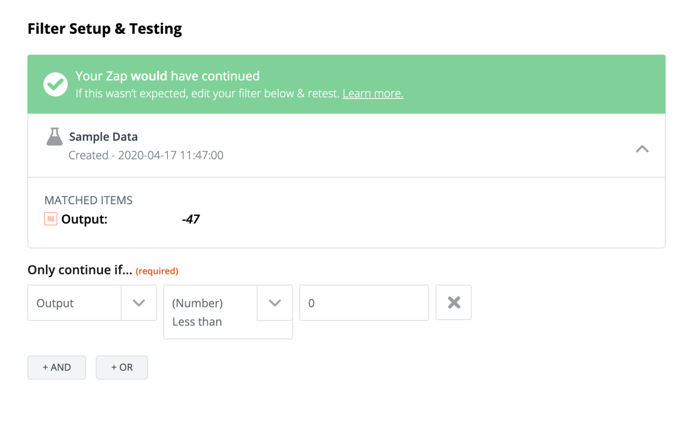 Using Zapier to check if our previous performance was better than our best.
