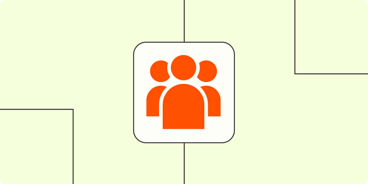 Icons of three people representing leads and contacts grouped together against a yellow background.